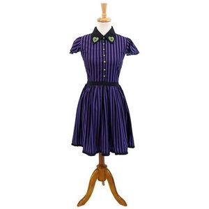 Sourpuss Lydia dress in purple stripes size Xl